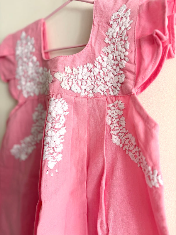 ¡NOVEDAD! Vestido niña Rosa Pink Flores blancas