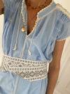 New! Blusa Morelia manga corta azul