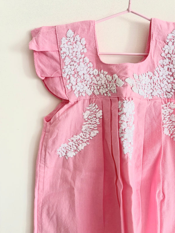 ¡NOVEDAD! Vestido niña Rosa Pink Flores blancas