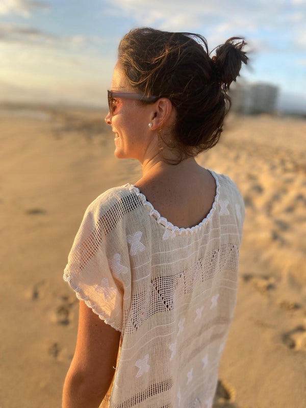 Huipil Yucatán Crudo y blanco