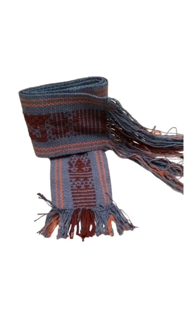 Cinturón/Fajín gris, vino y mostaza