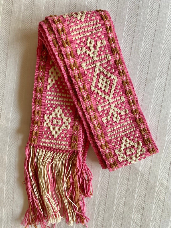 Cinturón/Fajín rosa y crema