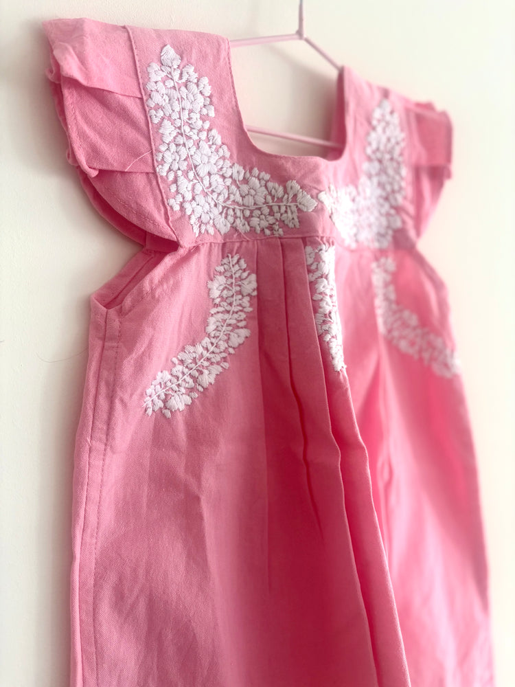 ¡NOVEDAD! Vestido niña Rosa Pink Flores blancas